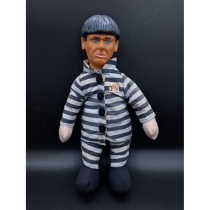 Vintage Three Stooges Moe Howard 14" Prison Doll 0 5/8 Jail Uniform Plush